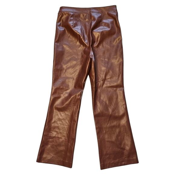 Aritzia Wilfred Adele Vegan Leather Pants in Cognac Brown Size 8 NWOT Kick Flare - Picture 6 of 10